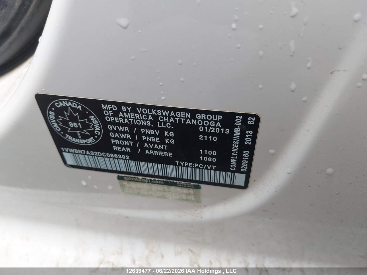 2013 VOLKSWAGEN PASSAT SE thumbnail 10