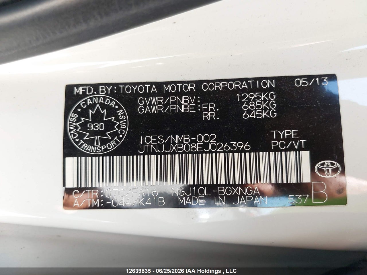 2014 TOYOTA SCION IQ thumbnail 10