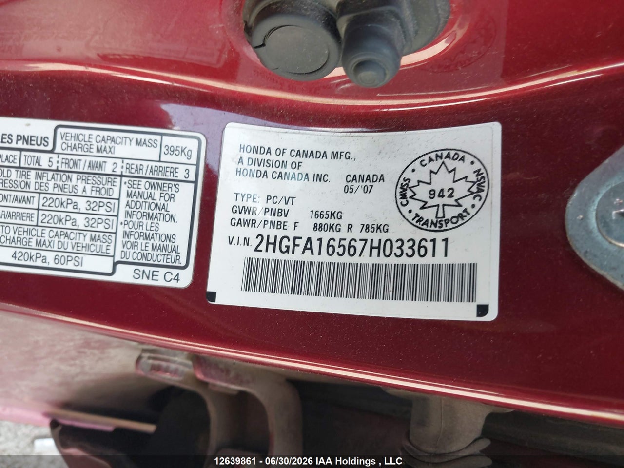 2007 HONDA CIVIC LX thumbnail 10