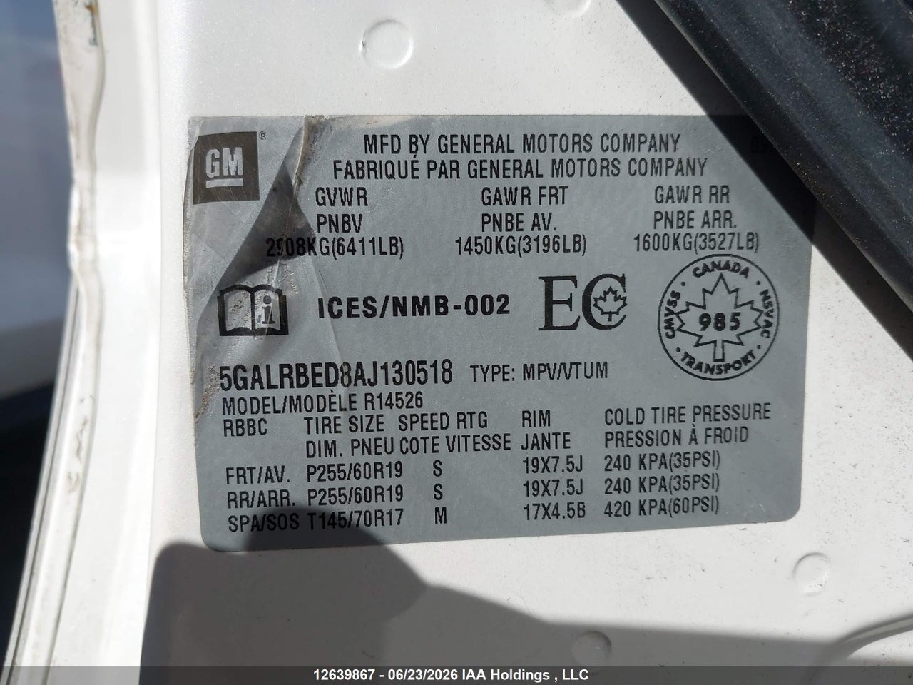 2010 BUICK ENCLAVE CXL thumbnail 10
