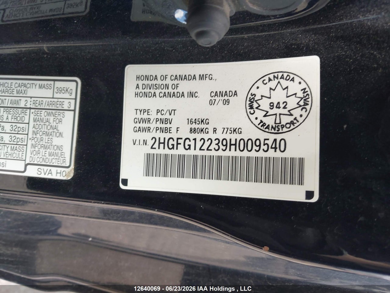 2009 HONDA CIVIC DX thumbnail 10