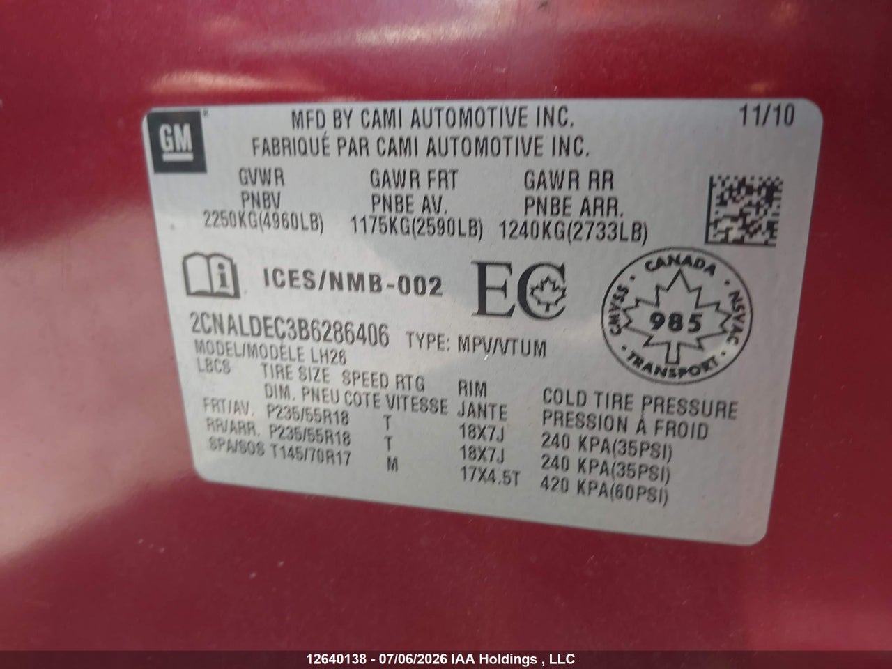 2011 CHEVROLET EQUINOX 1LT thumbnail 10