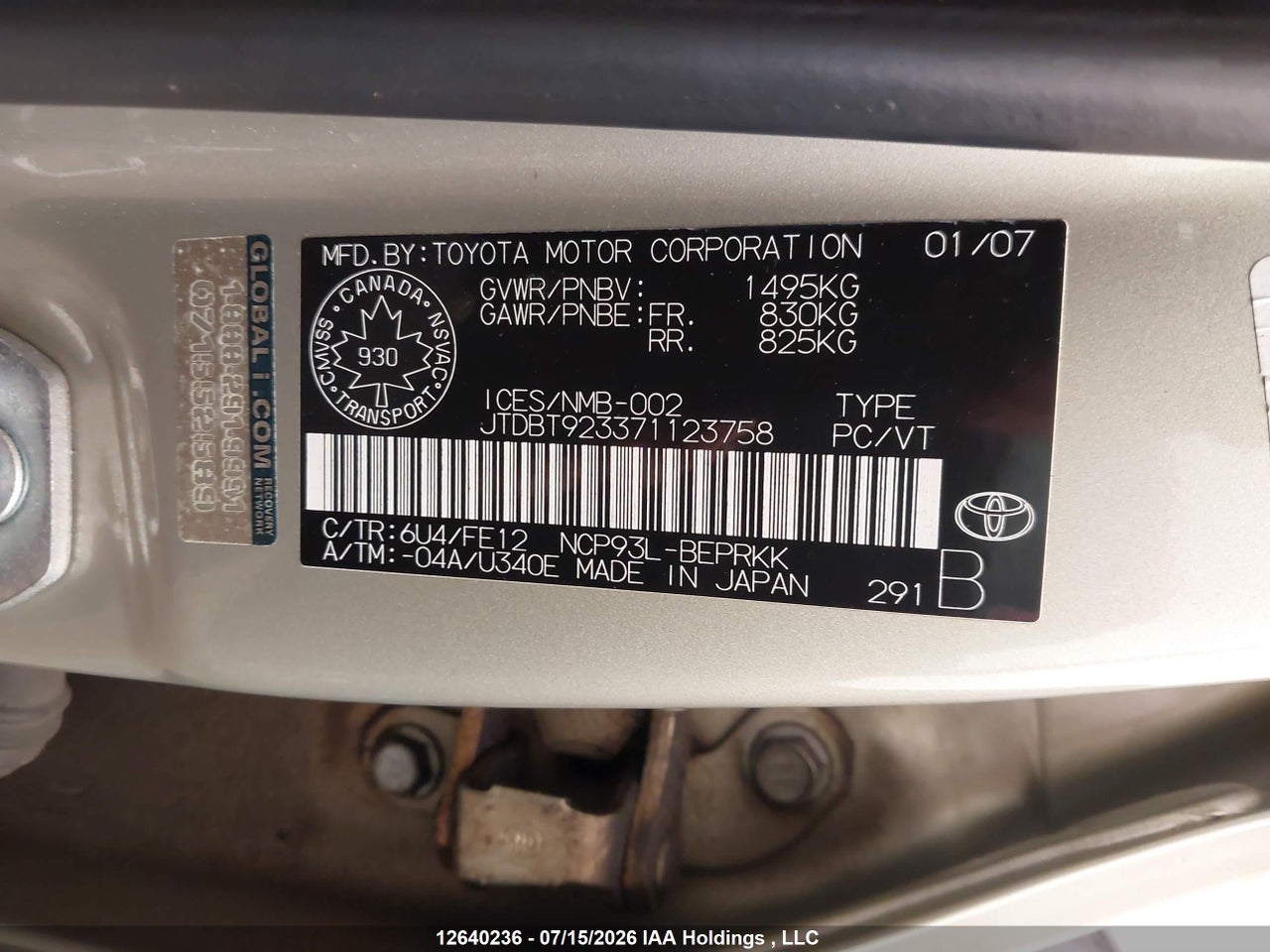 2007 TOYOTA YARIS thumbnail 10