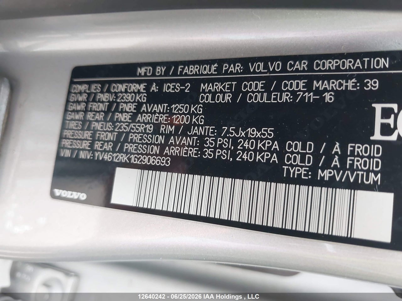 2016 VOLVO XC60 T5 thumbnail 10