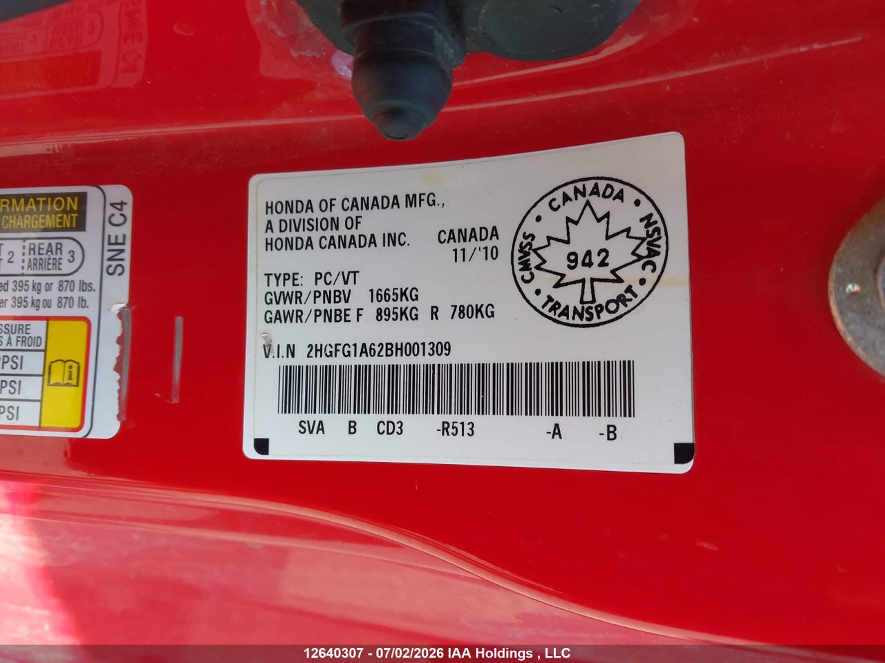2011 HONDA CIVIC LX thumbnail 10