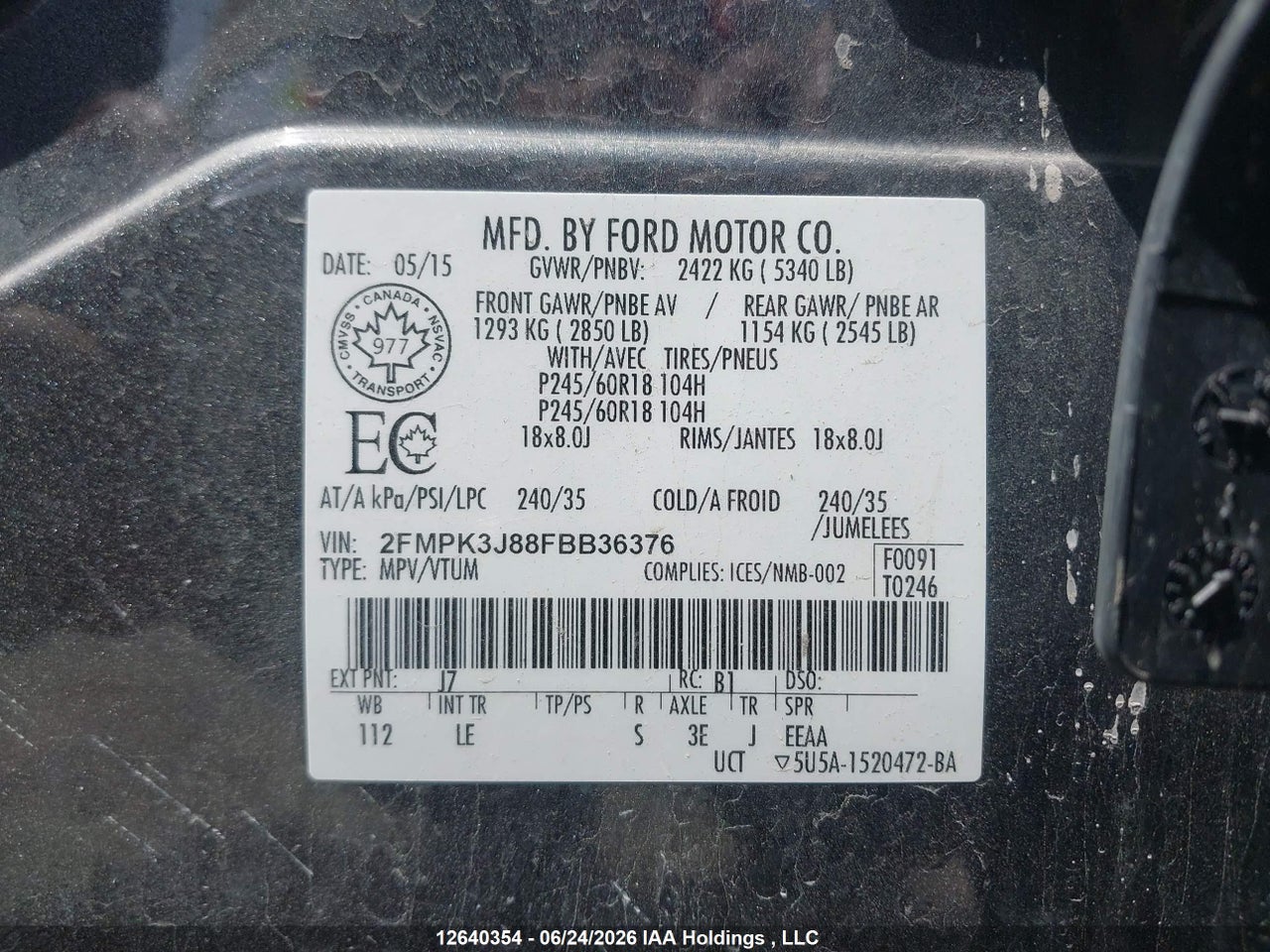 2015 FORD EDGE SEL thumbnail 10