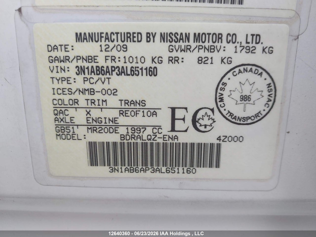 2010 NISSAN SENTRA 2.0/2.0S/SR/2.0SL thumbnail 10