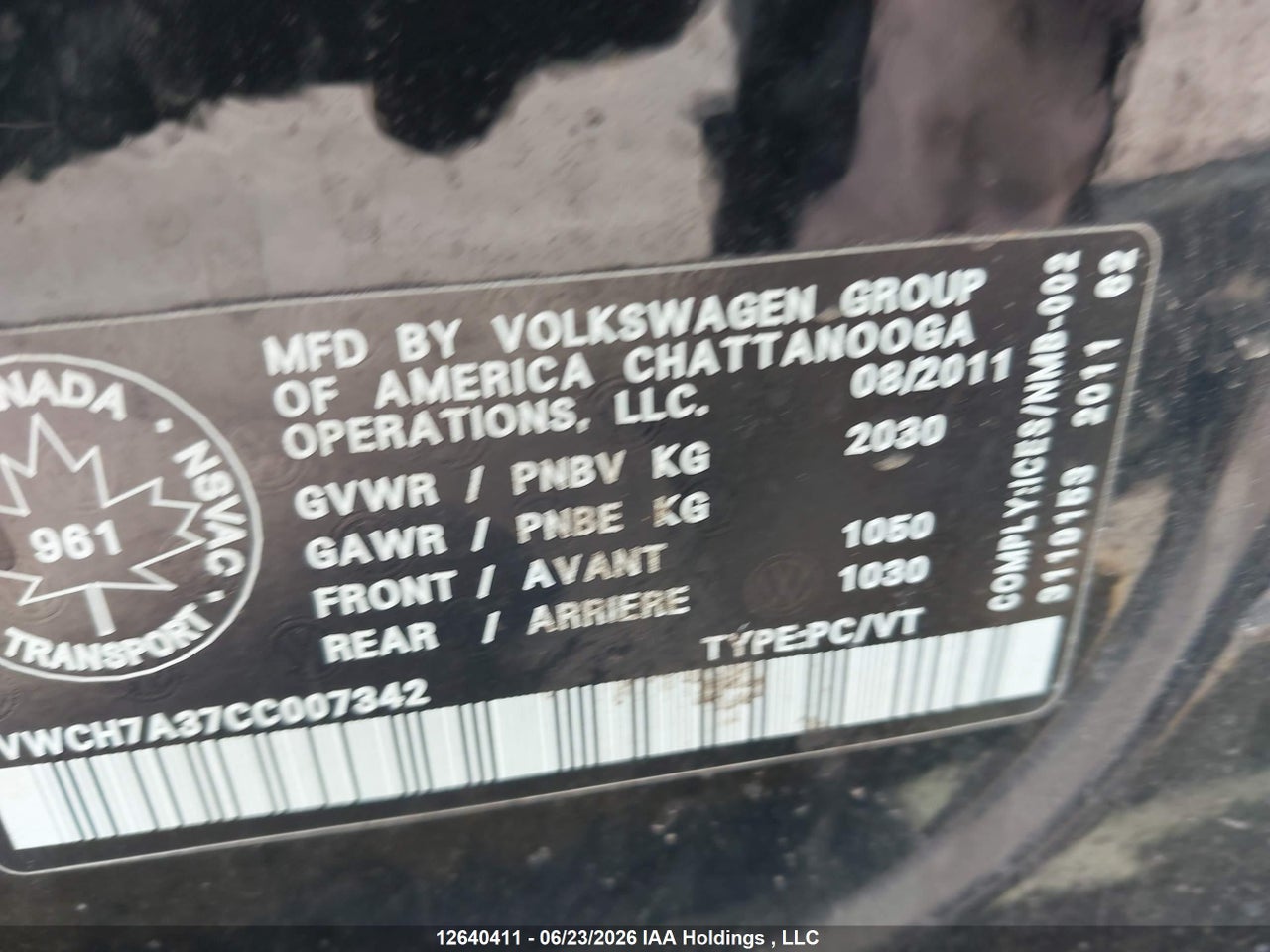 2012 VOLKSWAGEN PASSAT SEL thumbnail 11