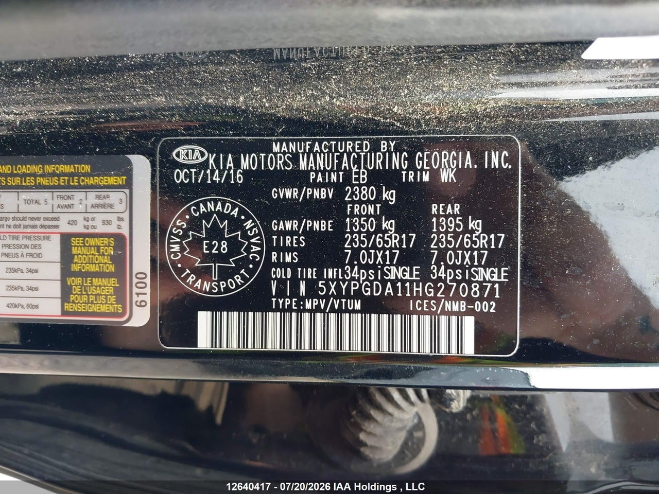 2017 KIA SORENTO 2.0L LX TURBO thumbnail 10