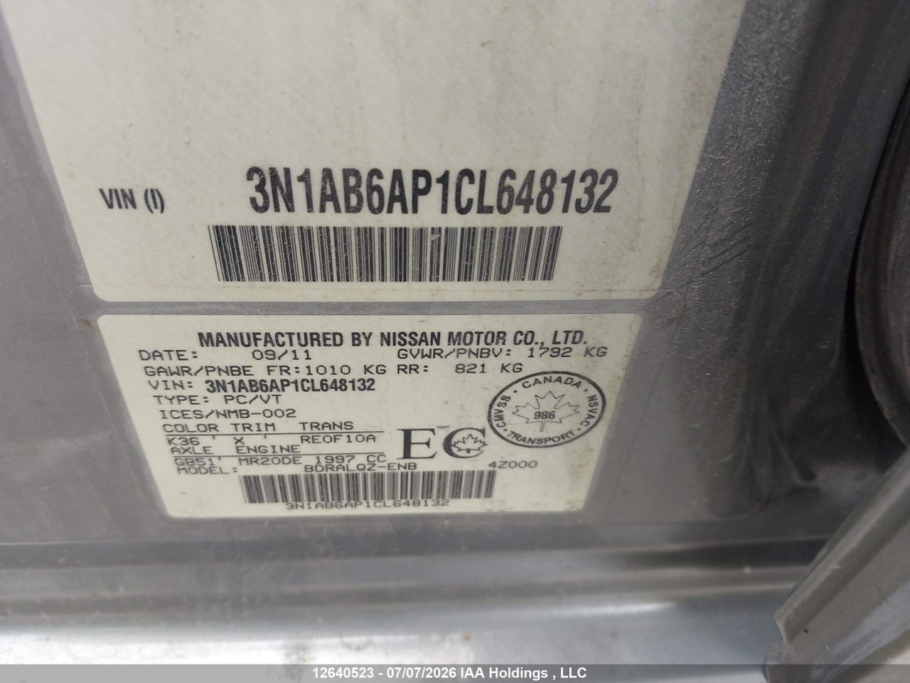 2012 NISSAN SENTRA thumbnail 10