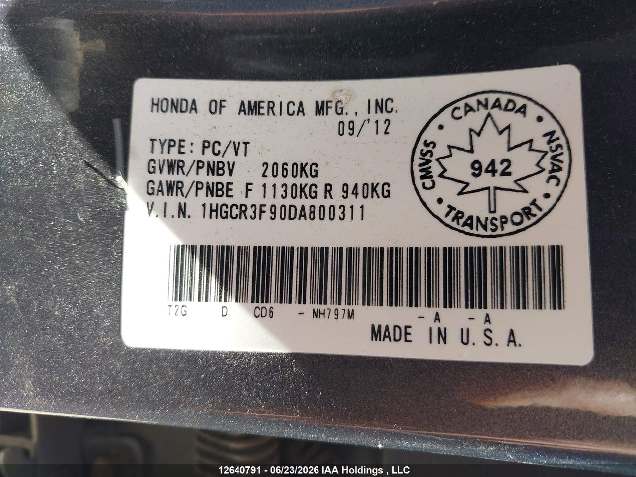 2013 HONDA ACCORD thumbnail 10