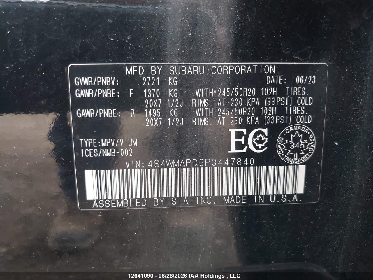 2023 SUBARU ASCENT LIMITED thumbnail 10