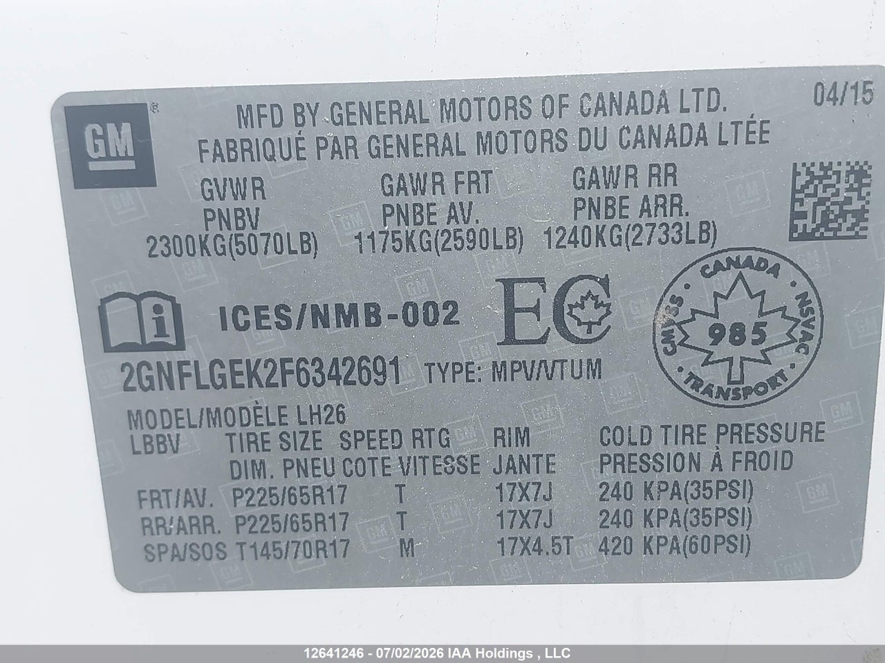 2015 CHEVROLET EQUINOX thumbnail 10