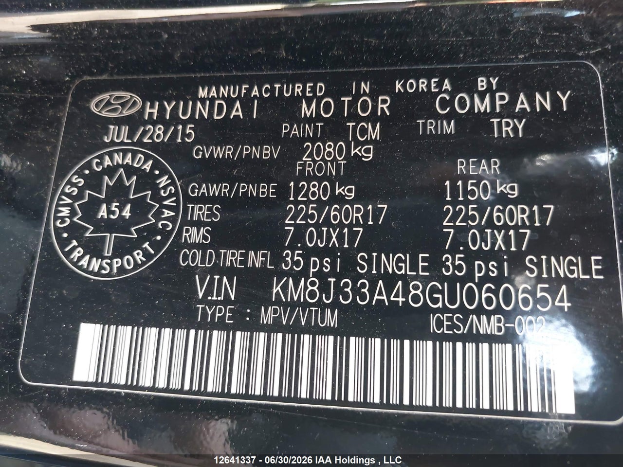 2016 HYUNDAI TUCSON LIMITED/SPORT AND ECO/SE thumbnail 10