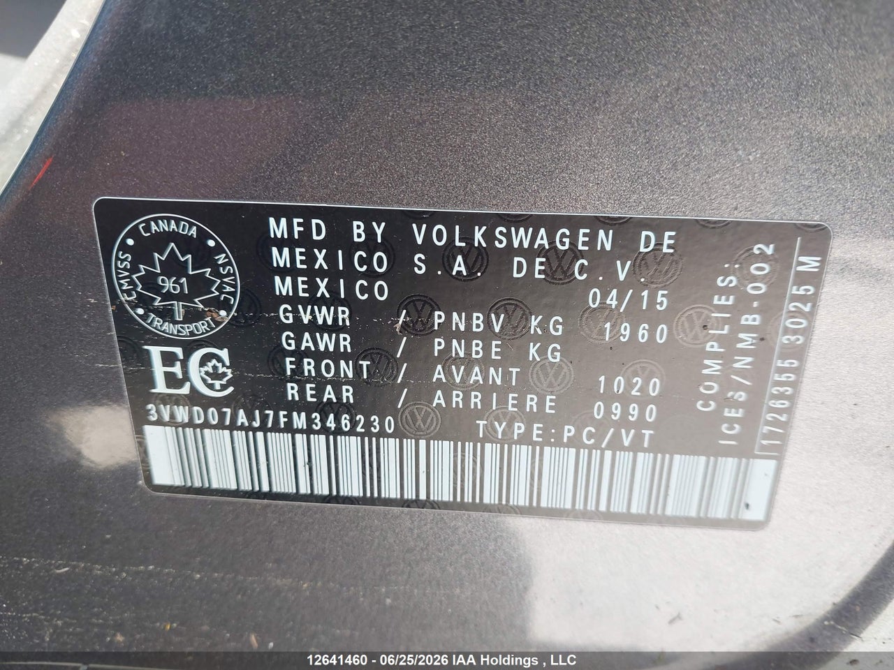2015 VOLKSWAGEN JETTA thumbnail 10