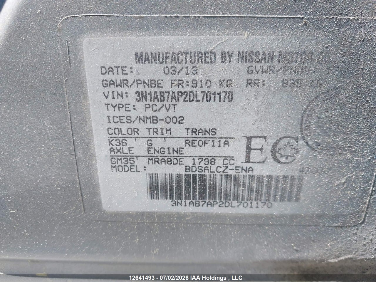 2013 NISSAN SENTRA 1.8 S/1.8 SV thumbnail 10