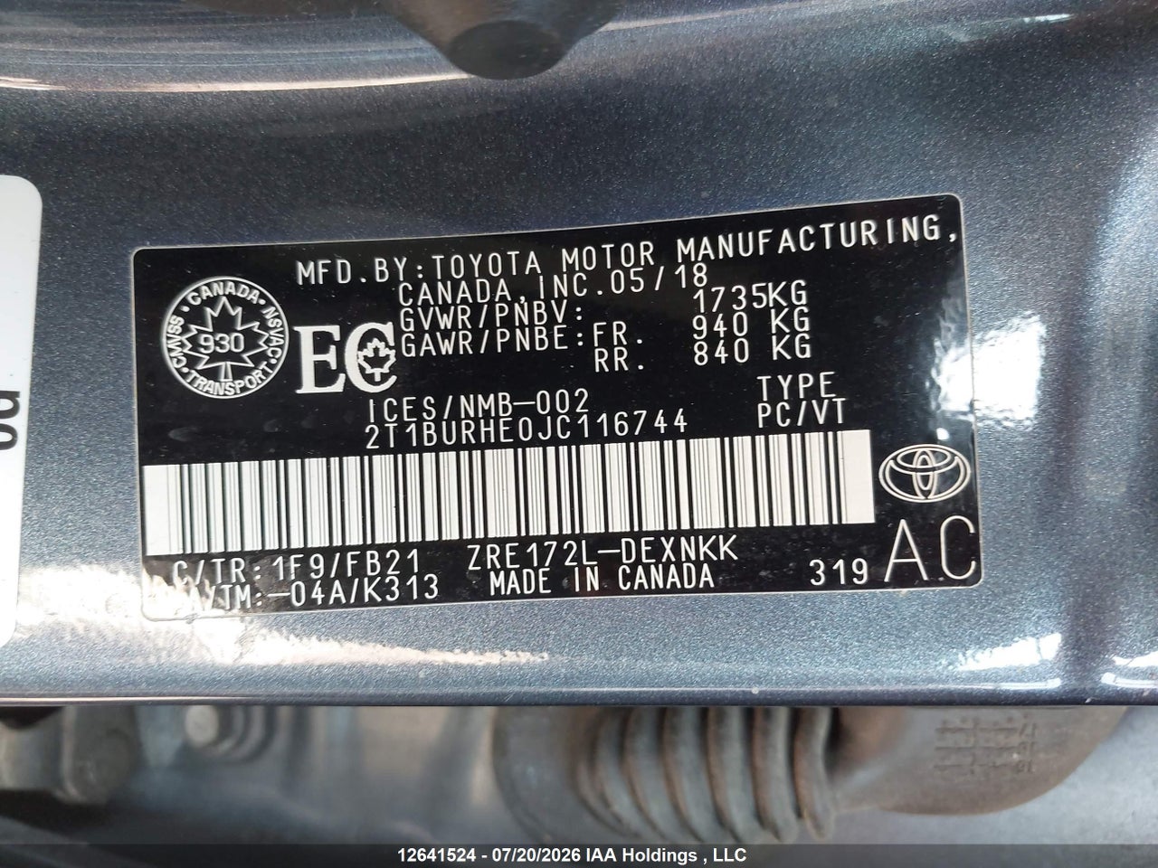 2018 TOYOTA COROLLA L/LE/XLE/SE/XSE thumbnail 10