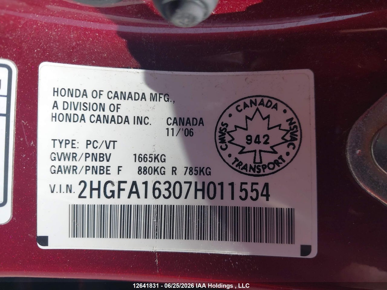 2007 HONDA CIVIC DX-G thumbnail 10