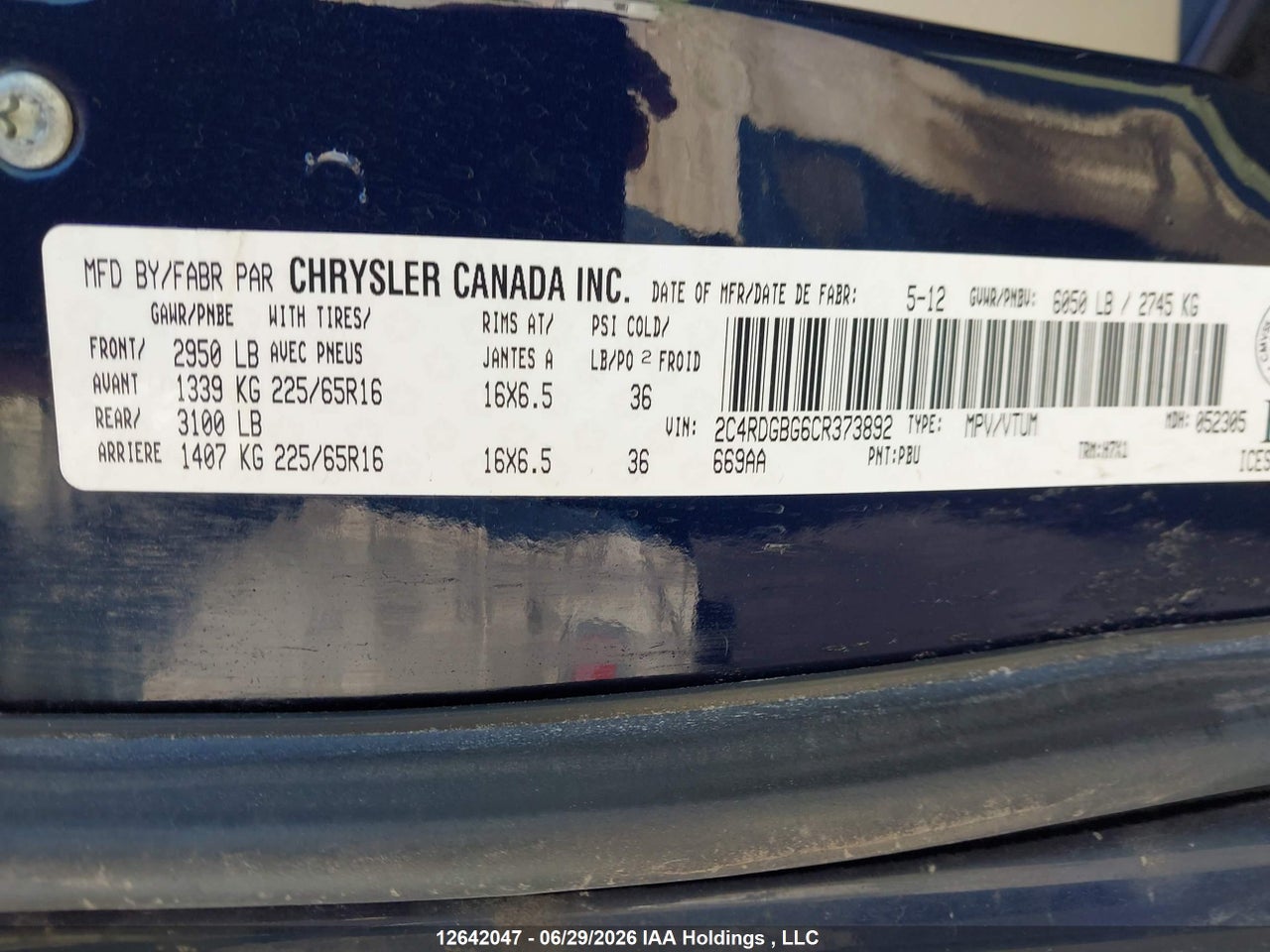 2012 DODGE GRAND CARAVAN SE thumbnail 10
