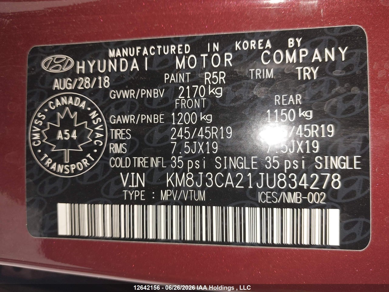 2018 HYUNDAI TUCSON ULTIMATE 1.6T thumbnail 10