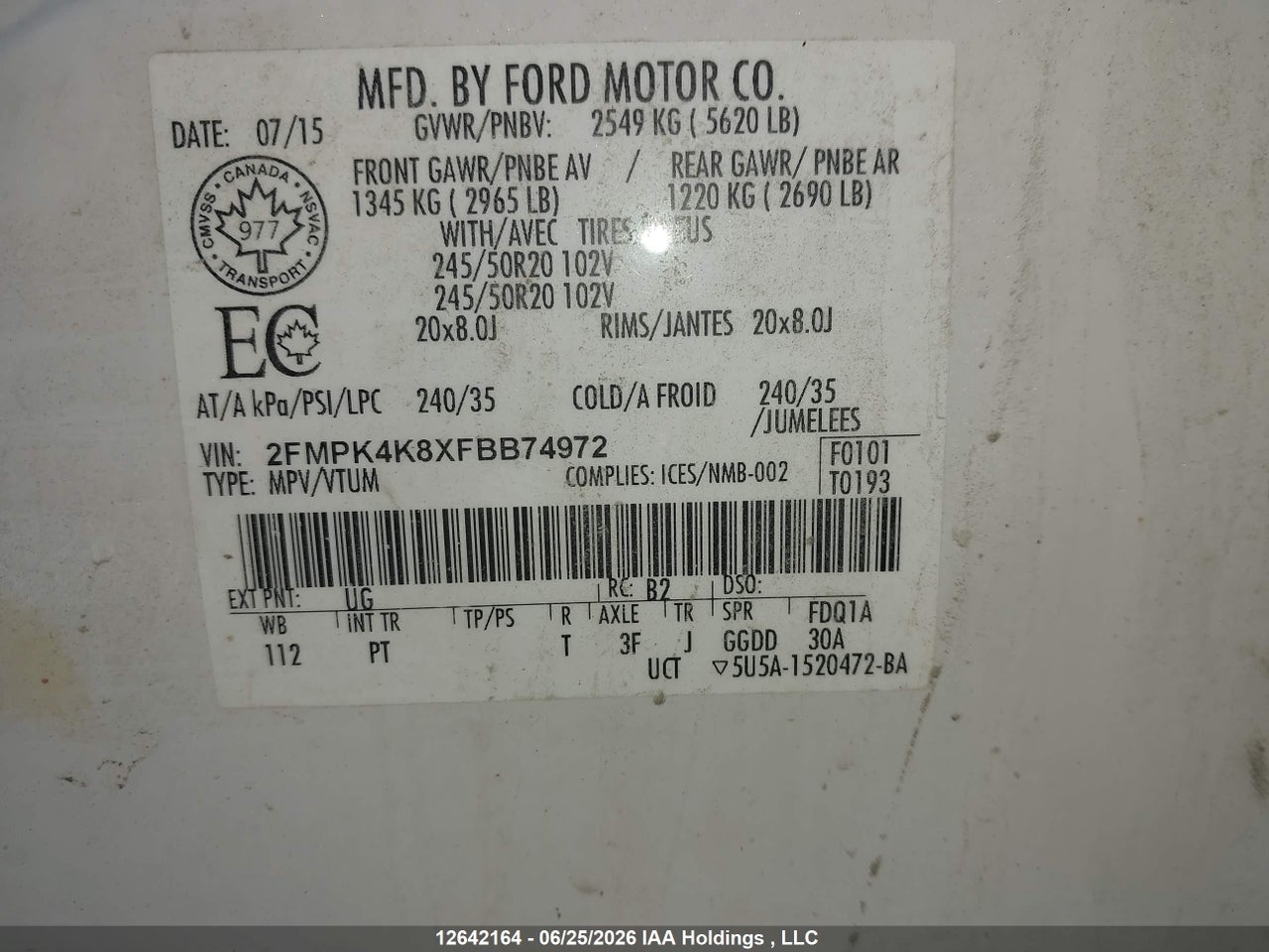 2015 FORD EDGE TITANIUM thumbnail 10
