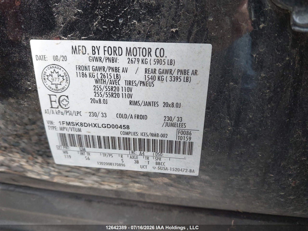 2020 FORD EXPLORER XLT thumbnail 10
