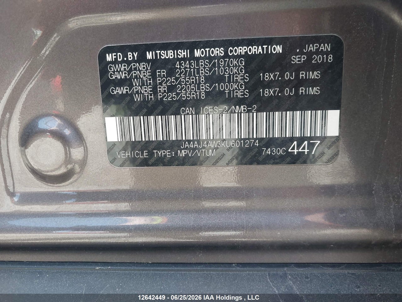 2019 MITSUBISHI RVR GT/SE BLACK EDITION/SE LIMITED EDITION thumbnail 10
