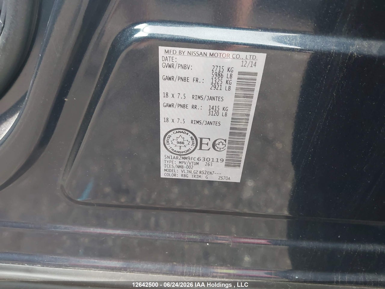 2015 NISSAN PATHFINDER S/SV/SL/PLATINUM thumbnail 10