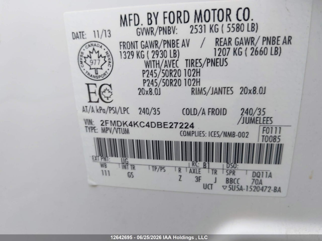 2013 FORD EDGE LIMITED thumbnail 10