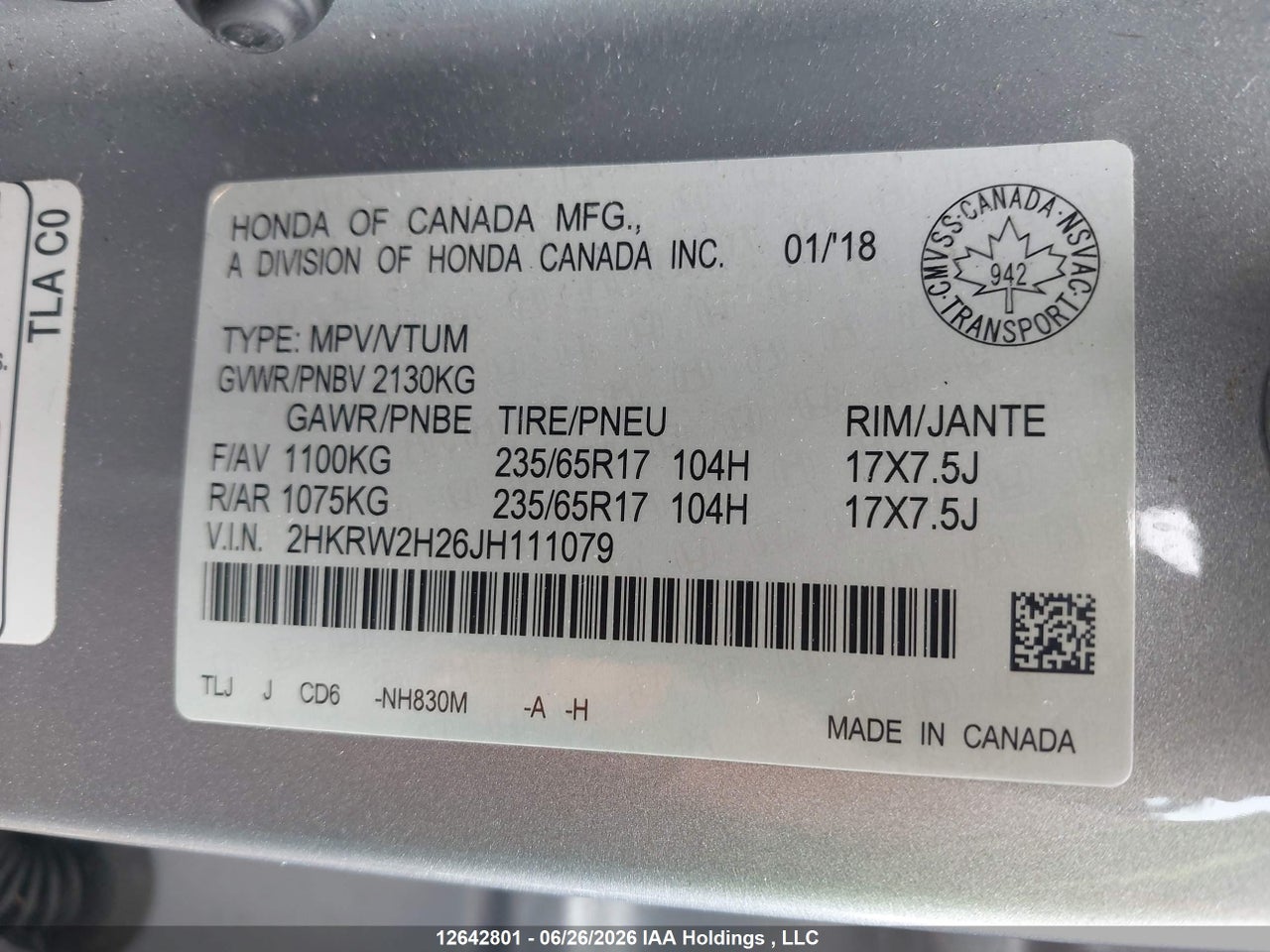2018 HONDA CR-V thumbnail 10