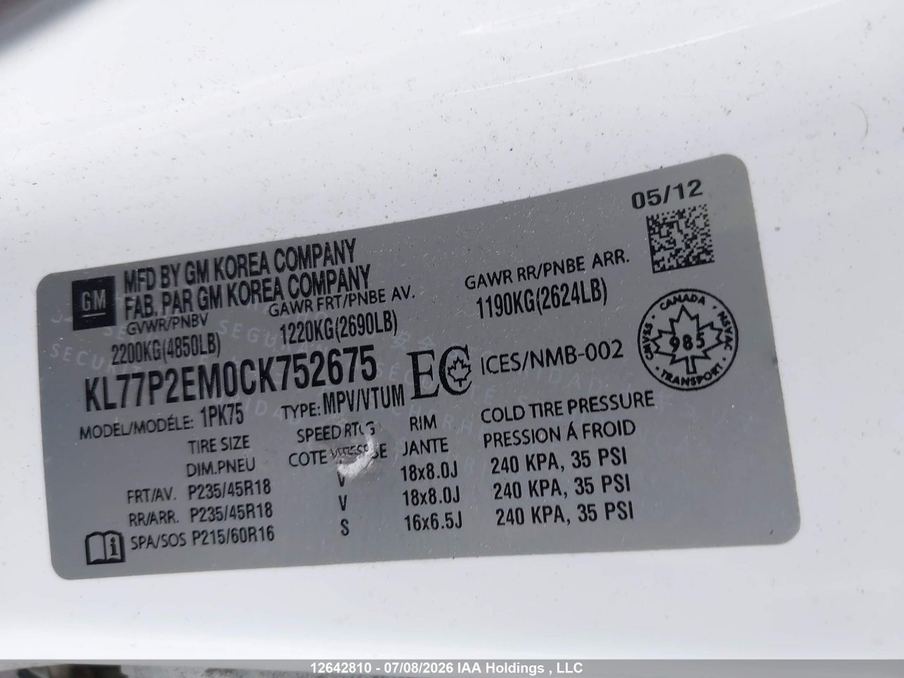 2012 CHEVROLET ORLANDO thumbnail 10