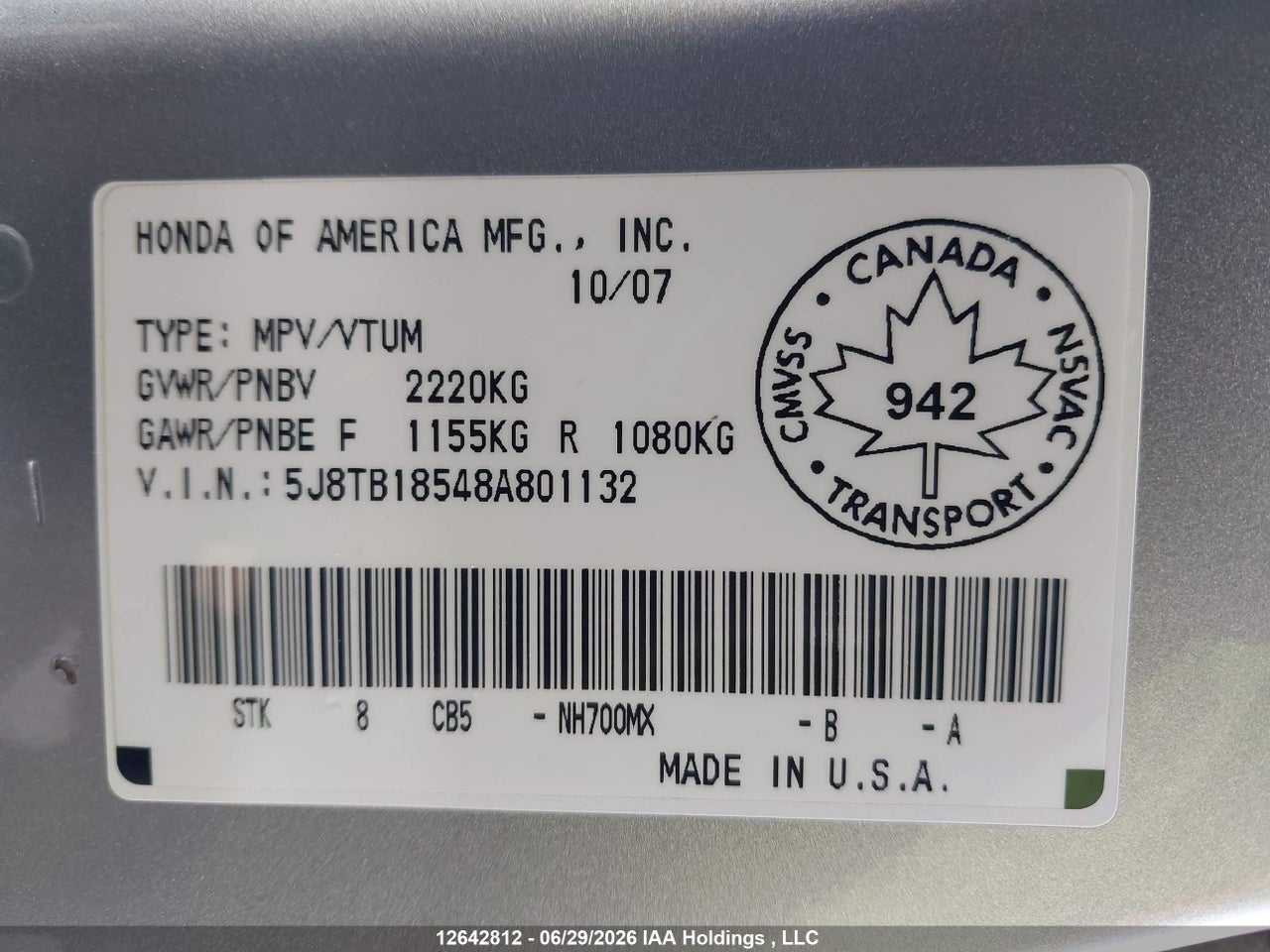 2008 ACURA RDX TECHNOLOGY thumbnail 10