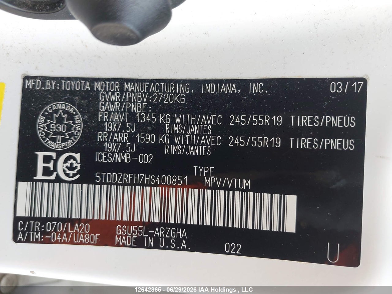 2017 TOYOTA HIGHLANDER LIMITED thumbnail 10
