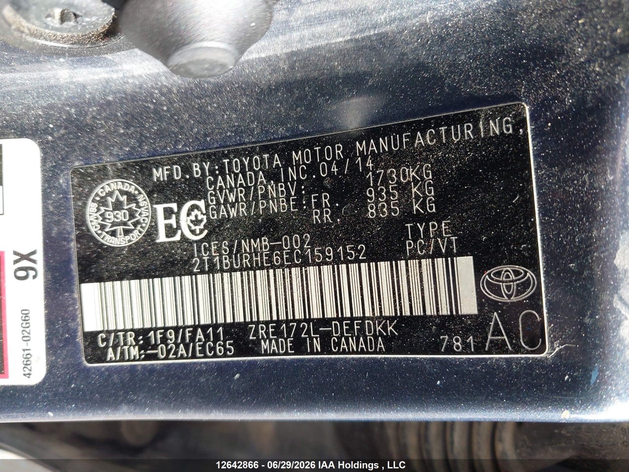 2014 TOYOTA COROLLA CE thumbnail 10