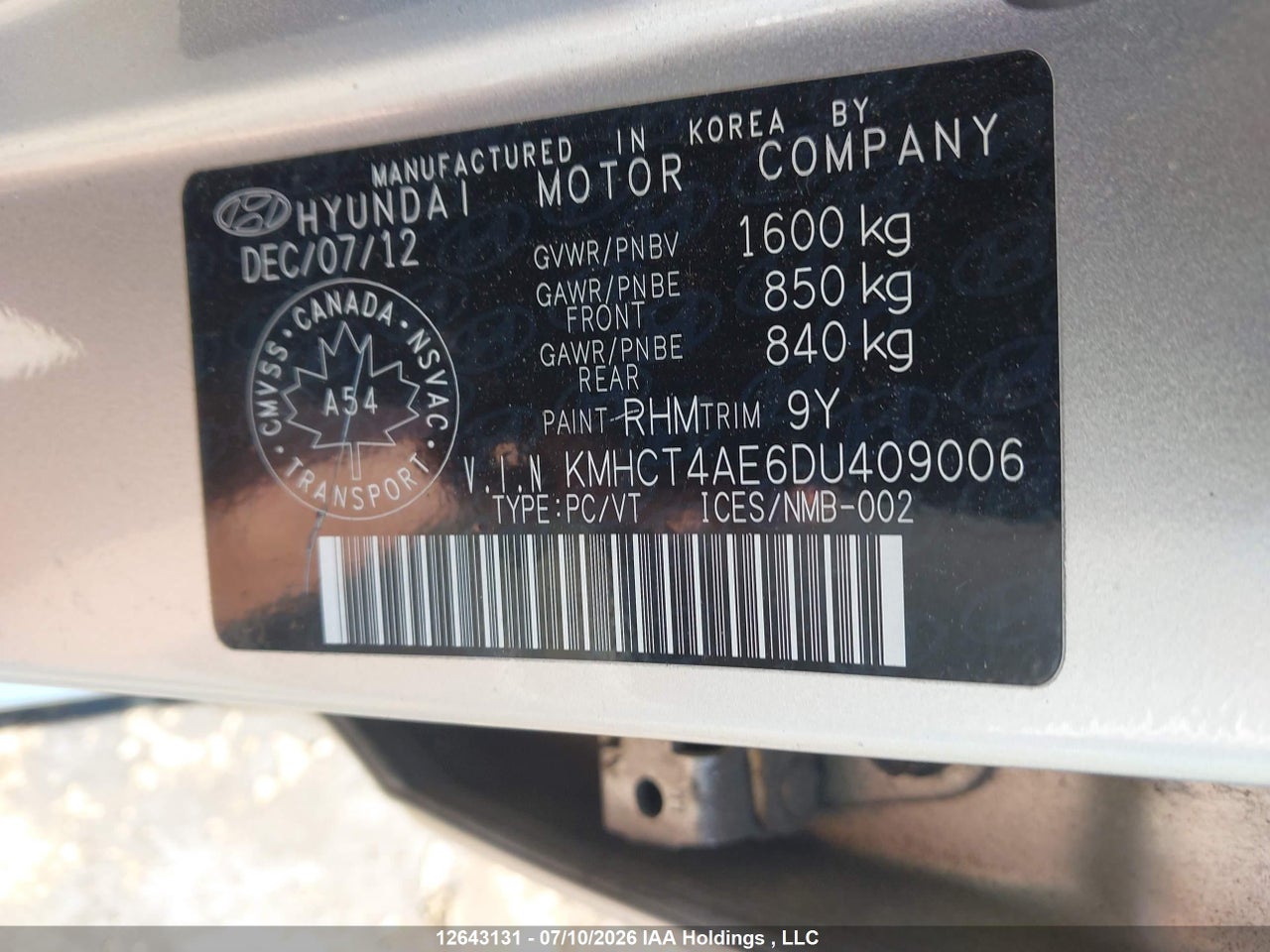 2013 HYUNDAI ACCENT GLS/GS thumbnail 10