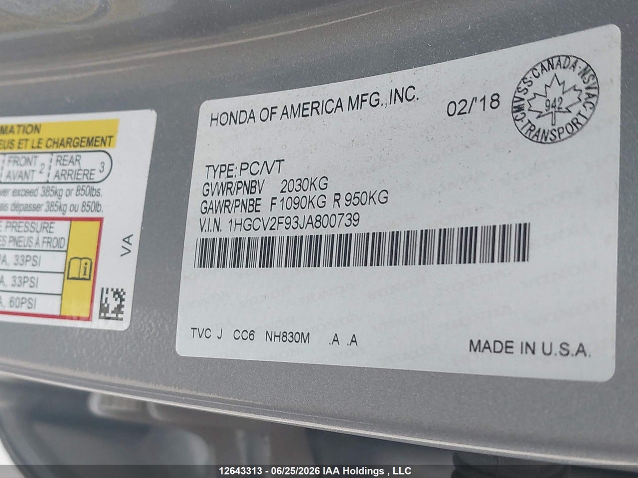 2018 HONDA ACCORD TOURING 2.0T thumbnail 10