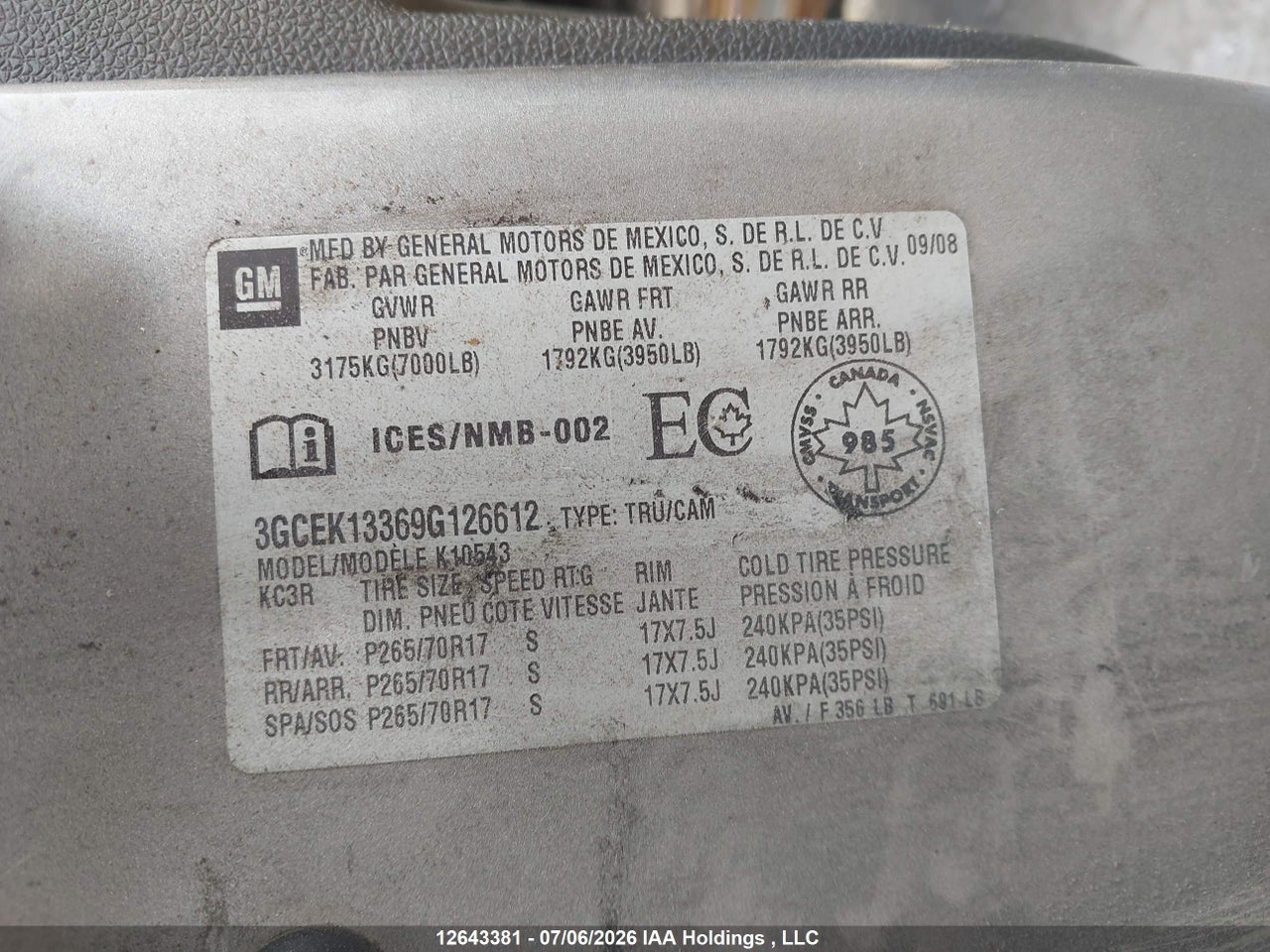 2009 CHEVROLET SILVERADO K1500 thumbnail 10