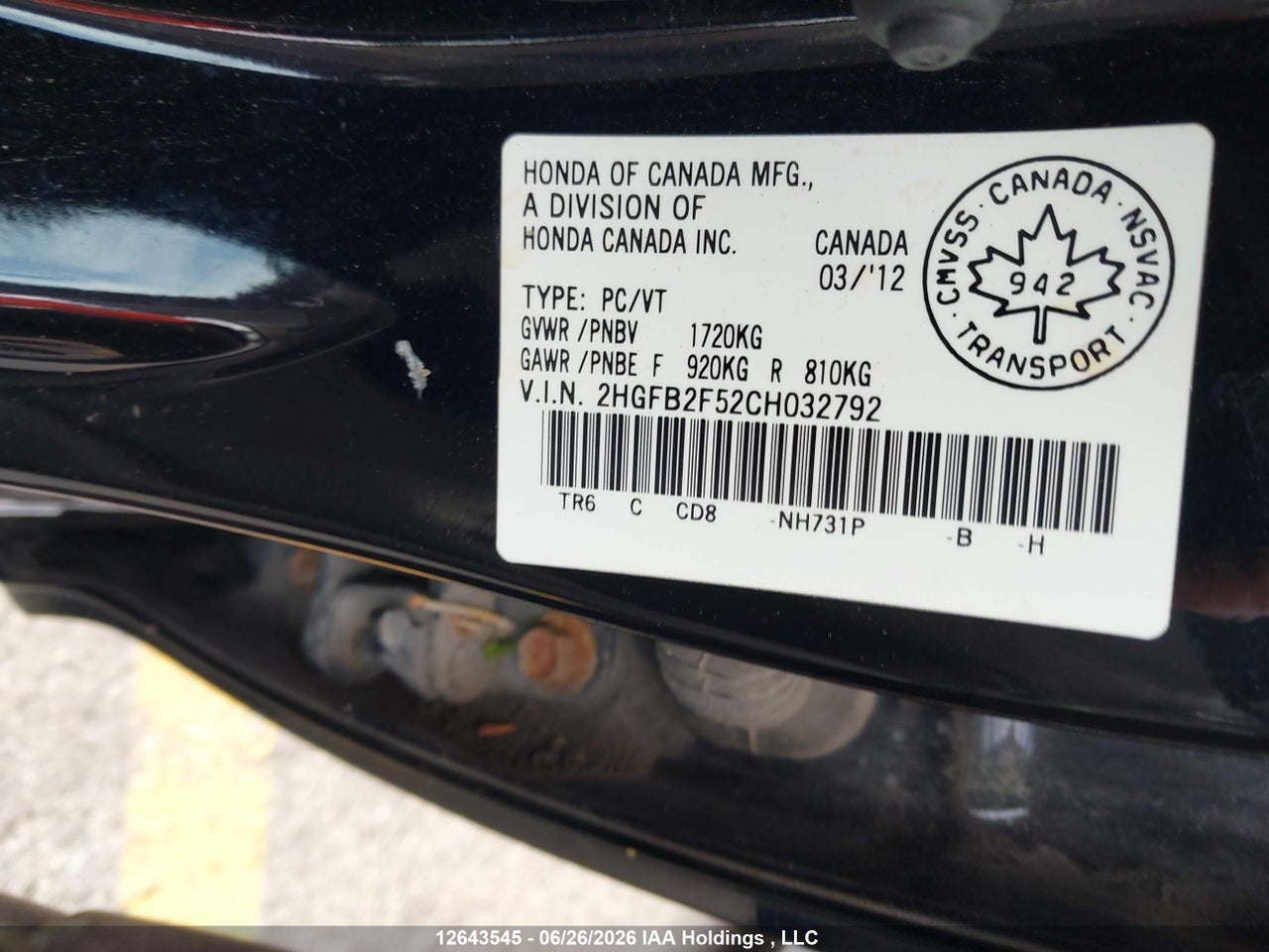 2012 HONDA CIVIC thumbnail 10