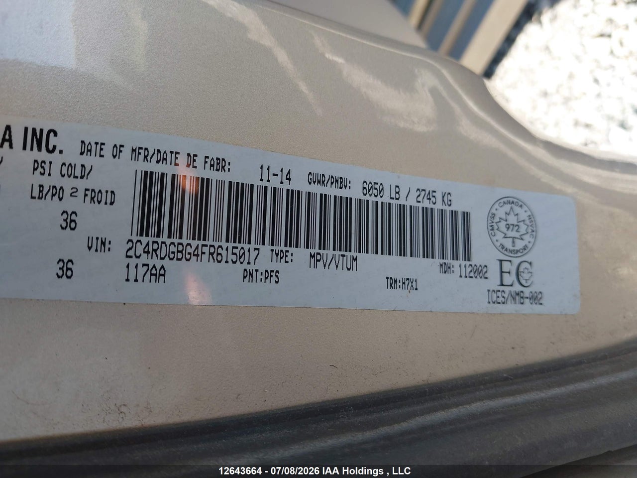 2015 DODGE GRAND CARAVAN thumbnail 10