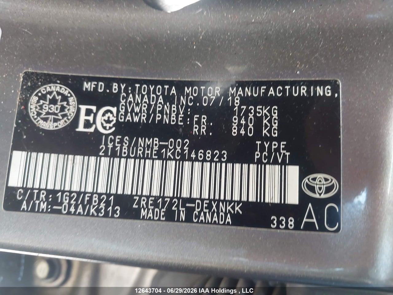 2019 TOYOTA COROLLA LE thumbnail 10