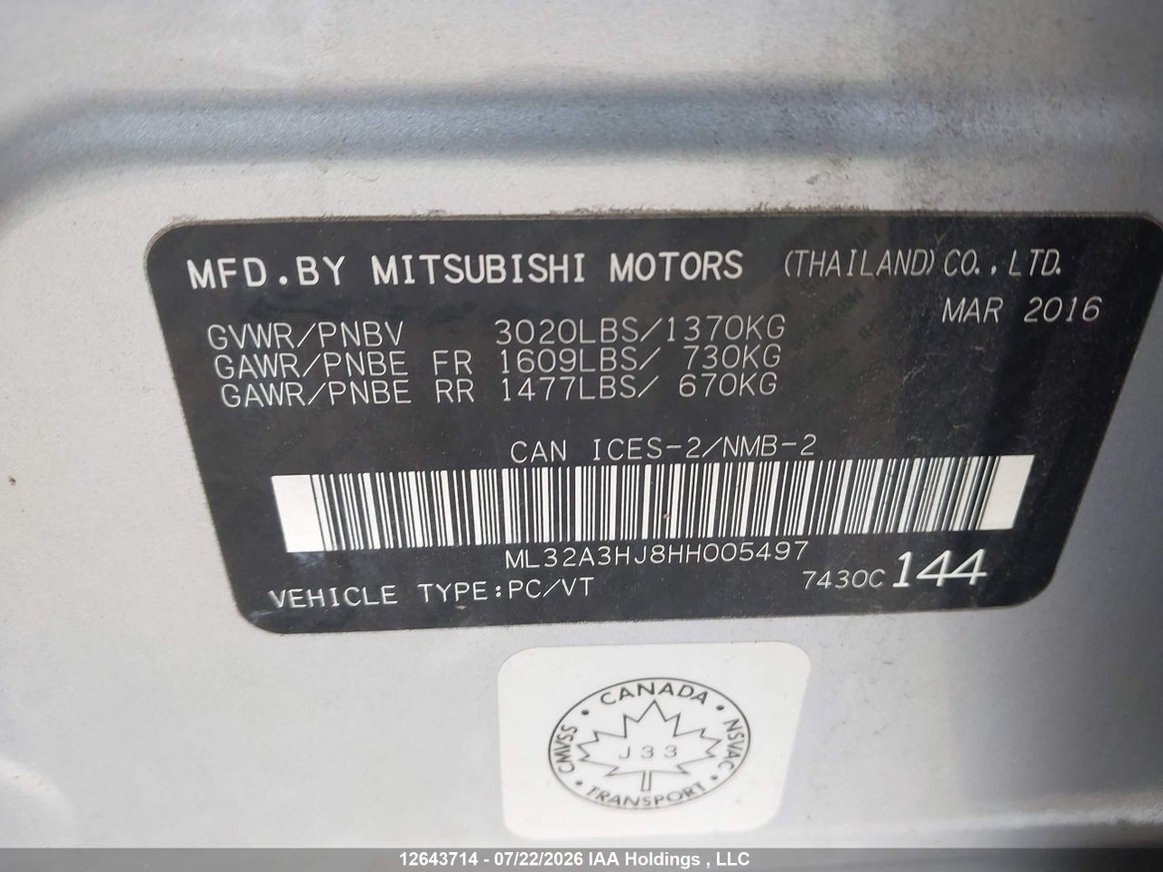 2017 MITSUBISHI MIRAGE ES thumbnail 10