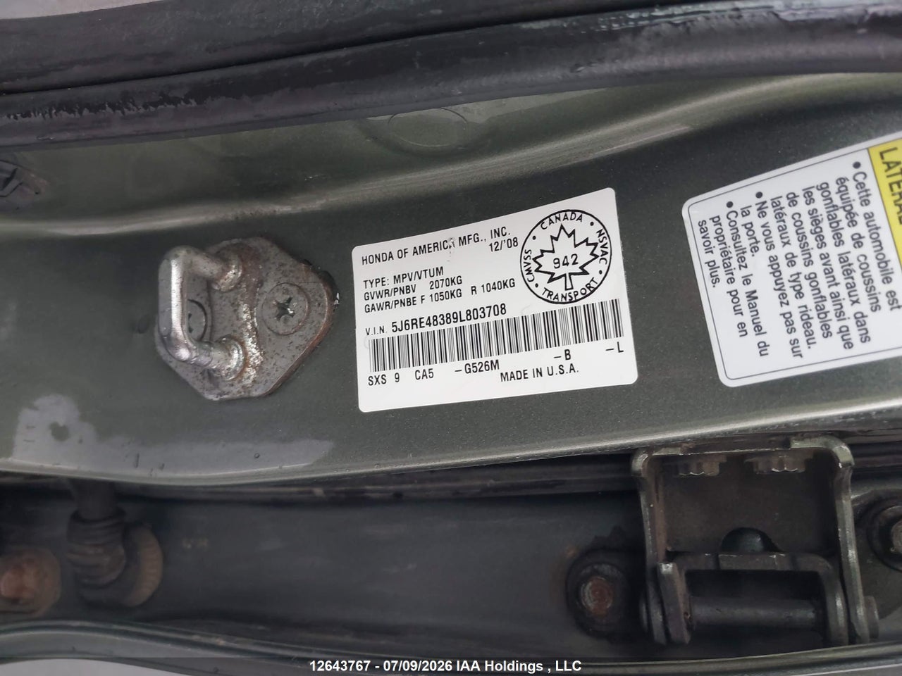 2009 HONDA CR-V LX thumbnail 11