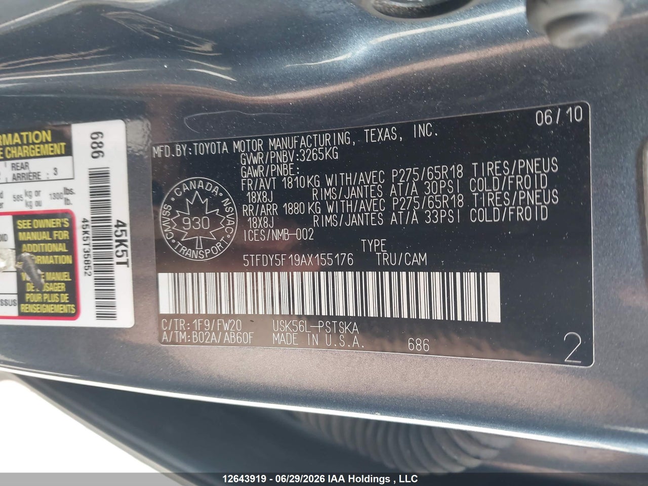 2010 TOYOTA TUNDRA CREWMAX SR5 thumbnail 10