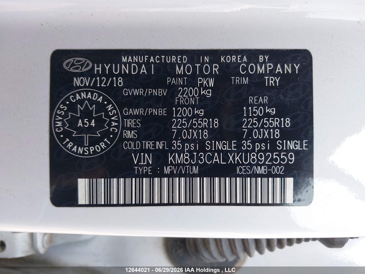 2019 HYUNDAI TUCSON LIMITED/SEL/SPORT/ULTIMATE/VALUE/NIGHT thumbnail 10