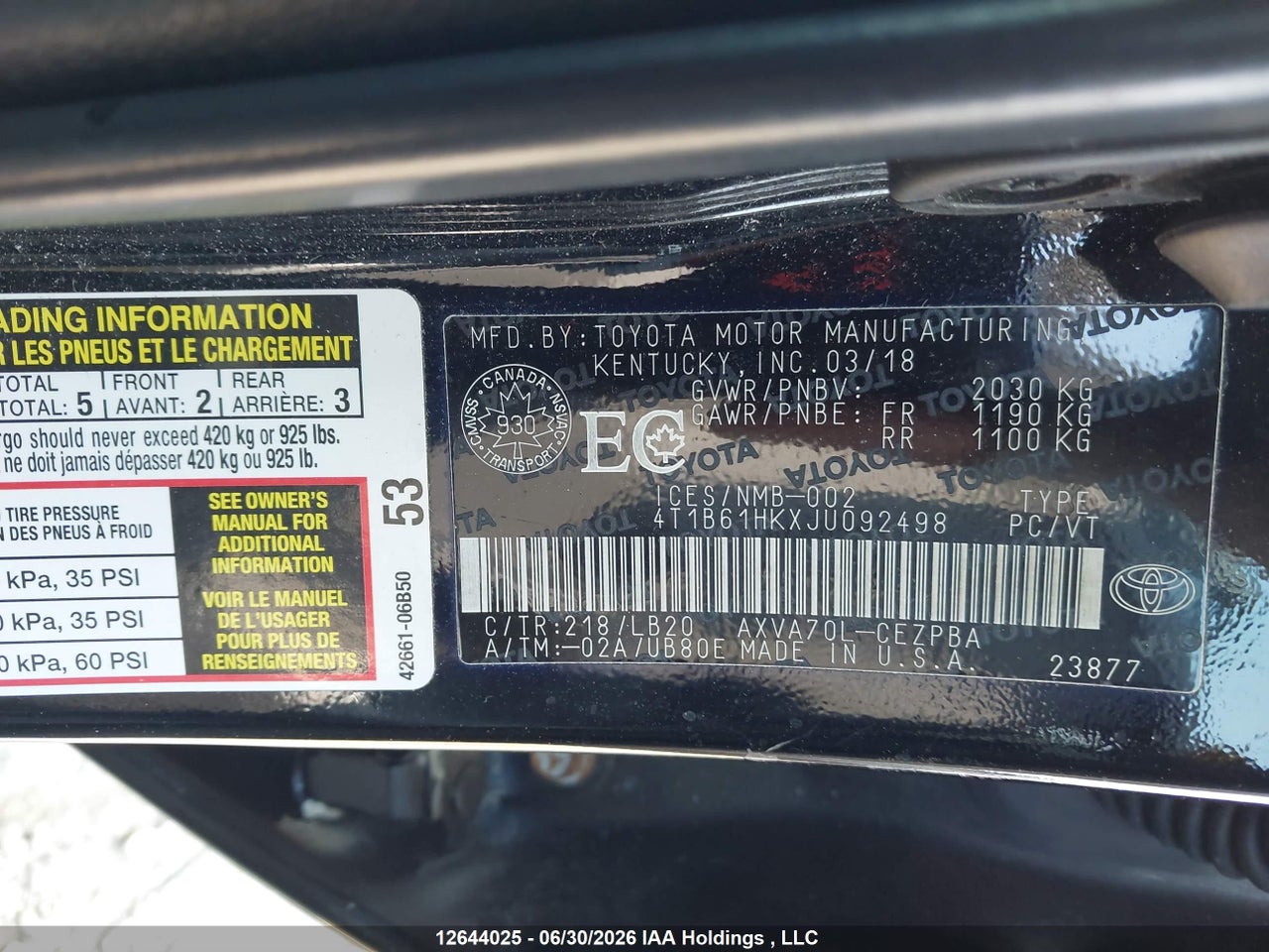2018 TOYOTA CAMRY thumbnail 10
