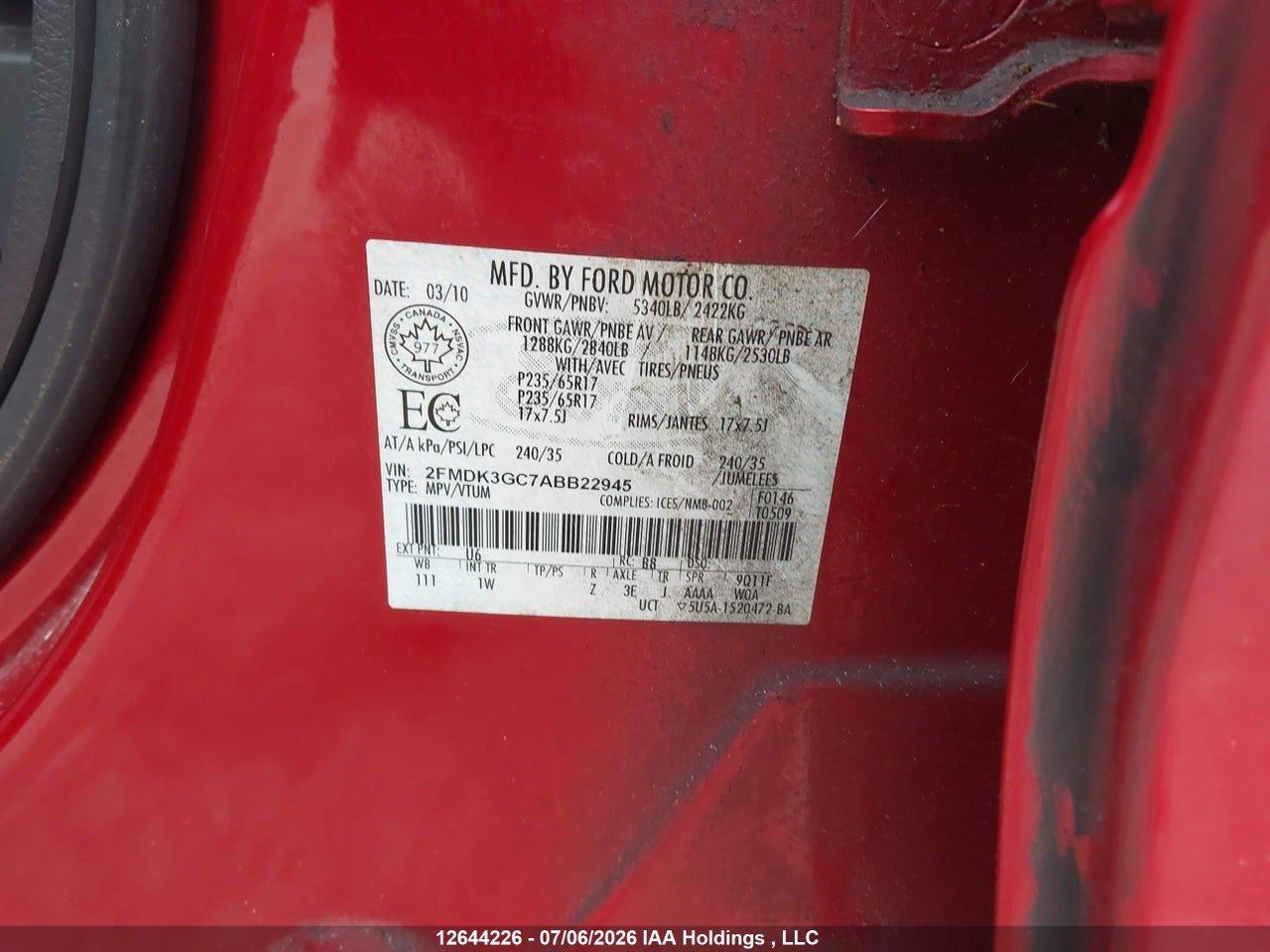 2010 FORD EDGE SE thumbnail 10
