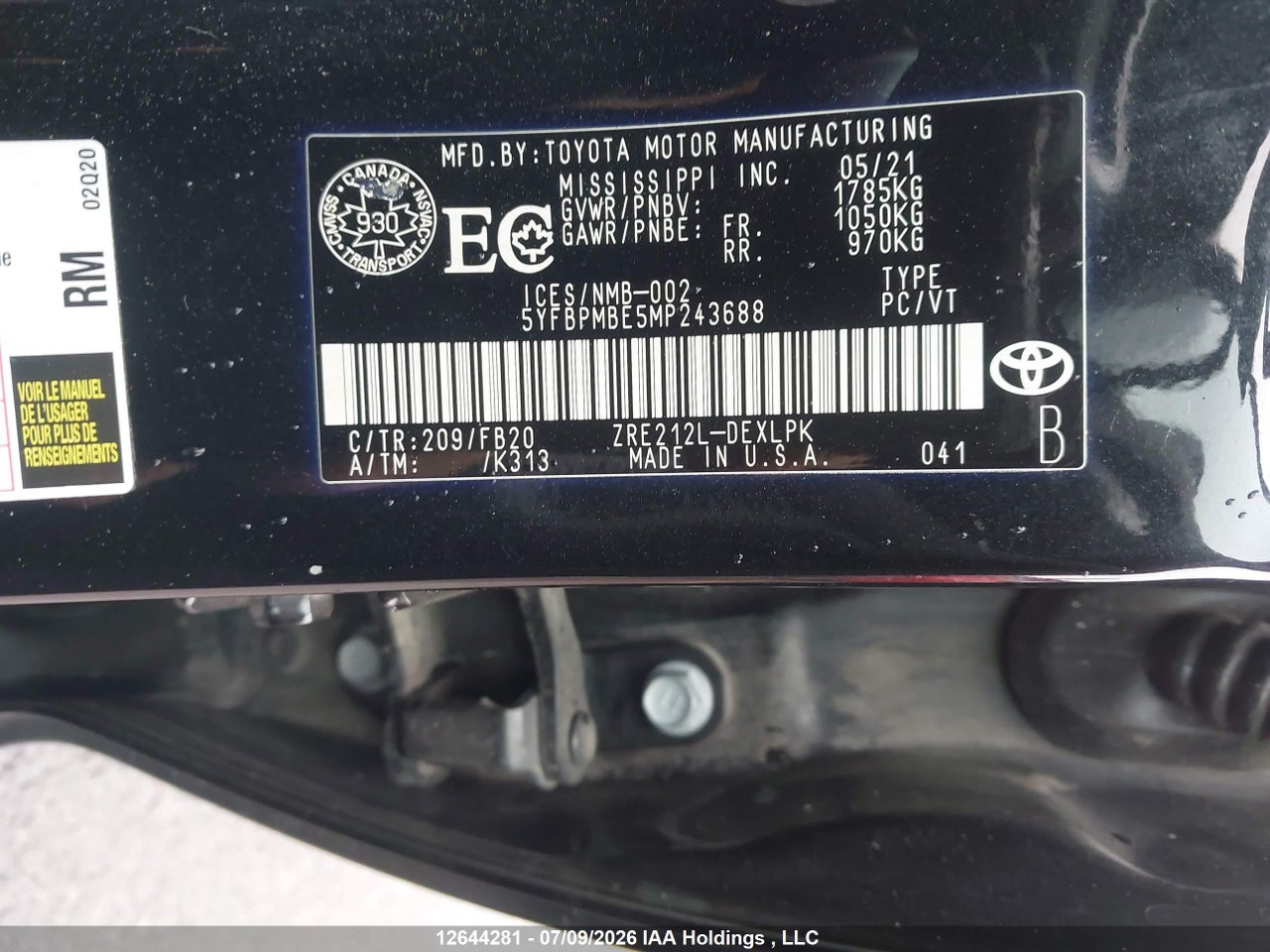 2021 TOYOTA COROLLA LE thumbnail 10