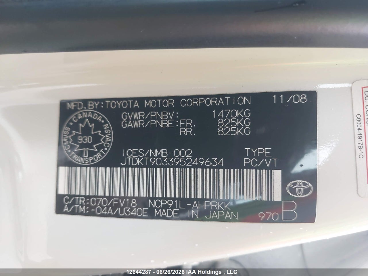 2009 TOYOTA YARIS thumbnail 10