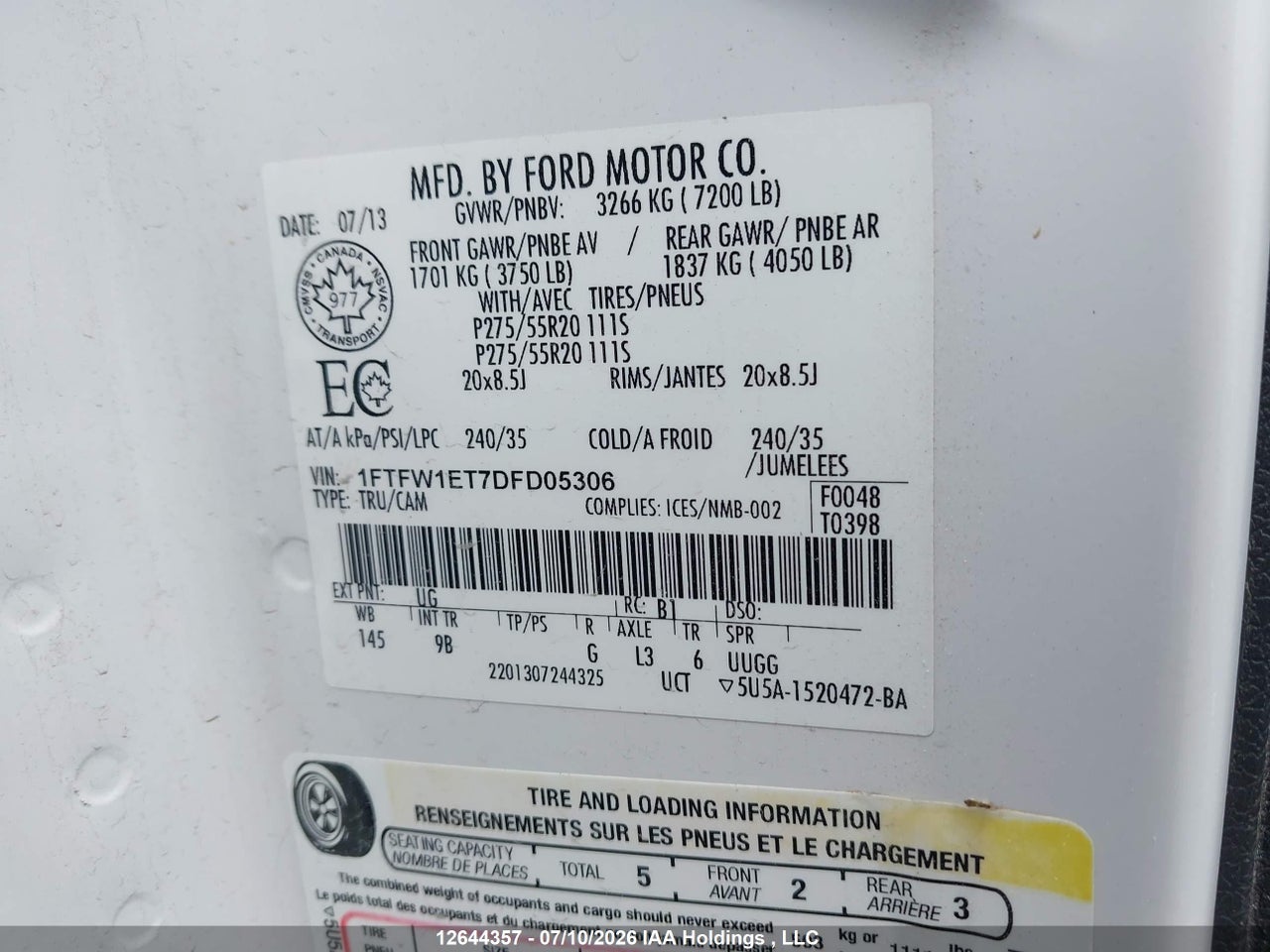 2013 FORD F-150 FX4/KING RANCH/LARIAT/LIMITED/PLATINUM/XLT thumbnail 10