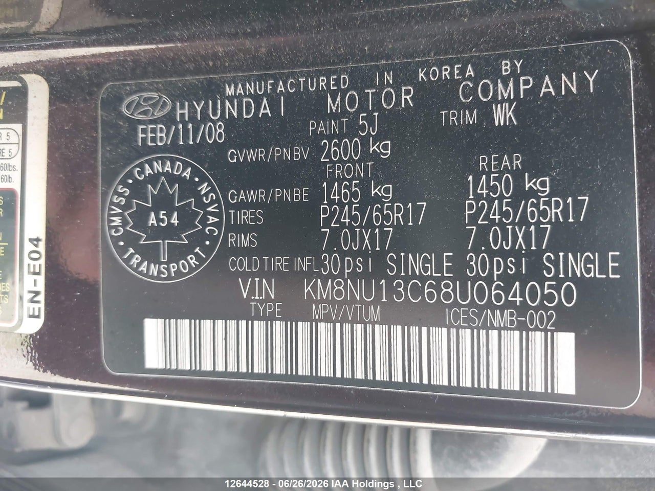 2008 HYUNDAI VERACRUZ thumbnail 10